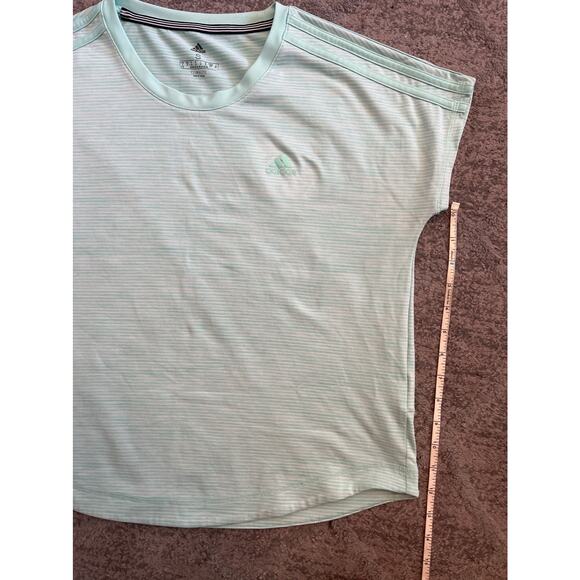 Adidas Mint/white striped Climalite T-shirt size Small - Picture 5 of 6